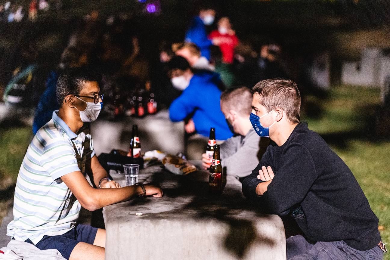 22 september 2020: studenten op de VUB bij het begin van het nieuwe academiejaar, met mondmasker