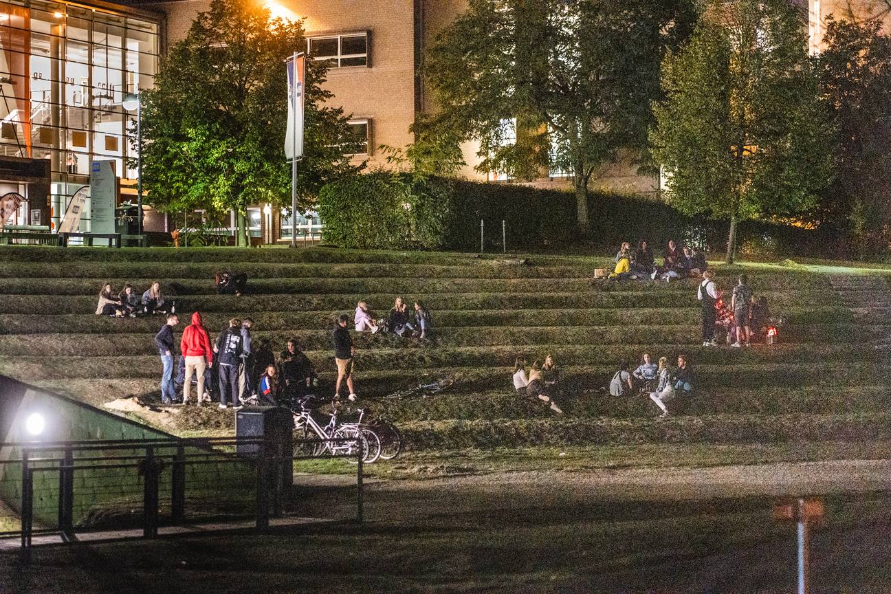 22 september 2020: studenten op de VUB bij het begin van het nieuwe academiejaar, met sociale afstand en mondmasker