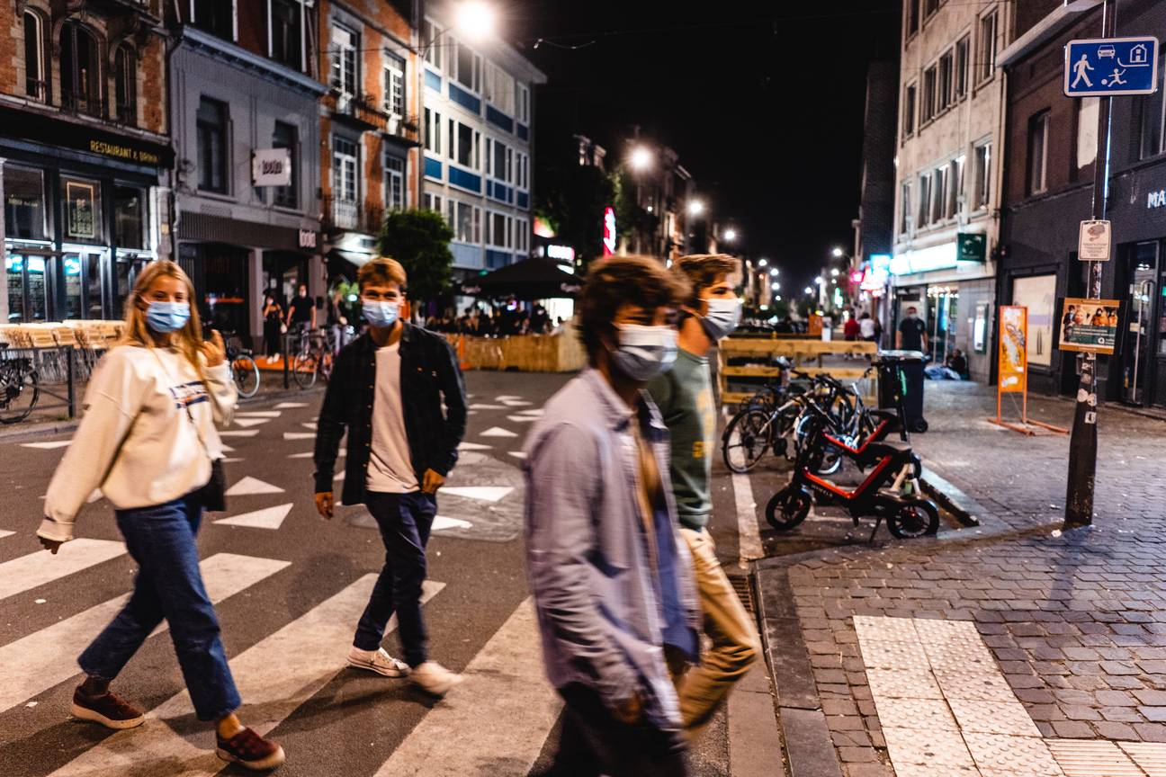 22 september 2020: studenten op de VUB bij het begin van het nieuwe academiejaar, met mondmasker