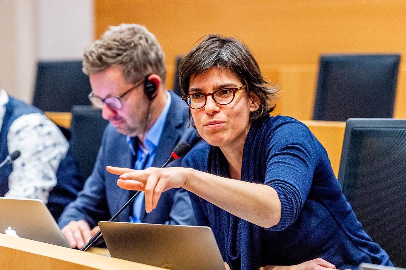 Tinne Van der Straeten (Groen) tijdens een zitting van de klimaatcommissie in november 2019