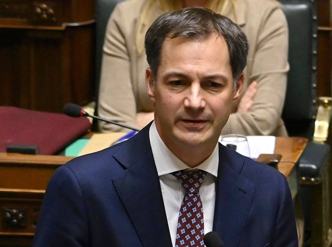 Eerste minister Alexander De Croo tijdens de plenaire vergadering in het federaal parlement van 22 oktober 2020