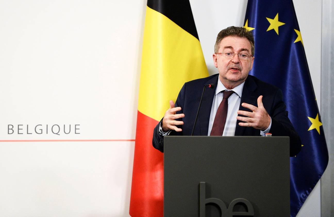 Brussels minister-president Rudi Vervoort op de persconferentie na het nationaal overlegcomité inzake coronamaatregelen van 26 februari 2021