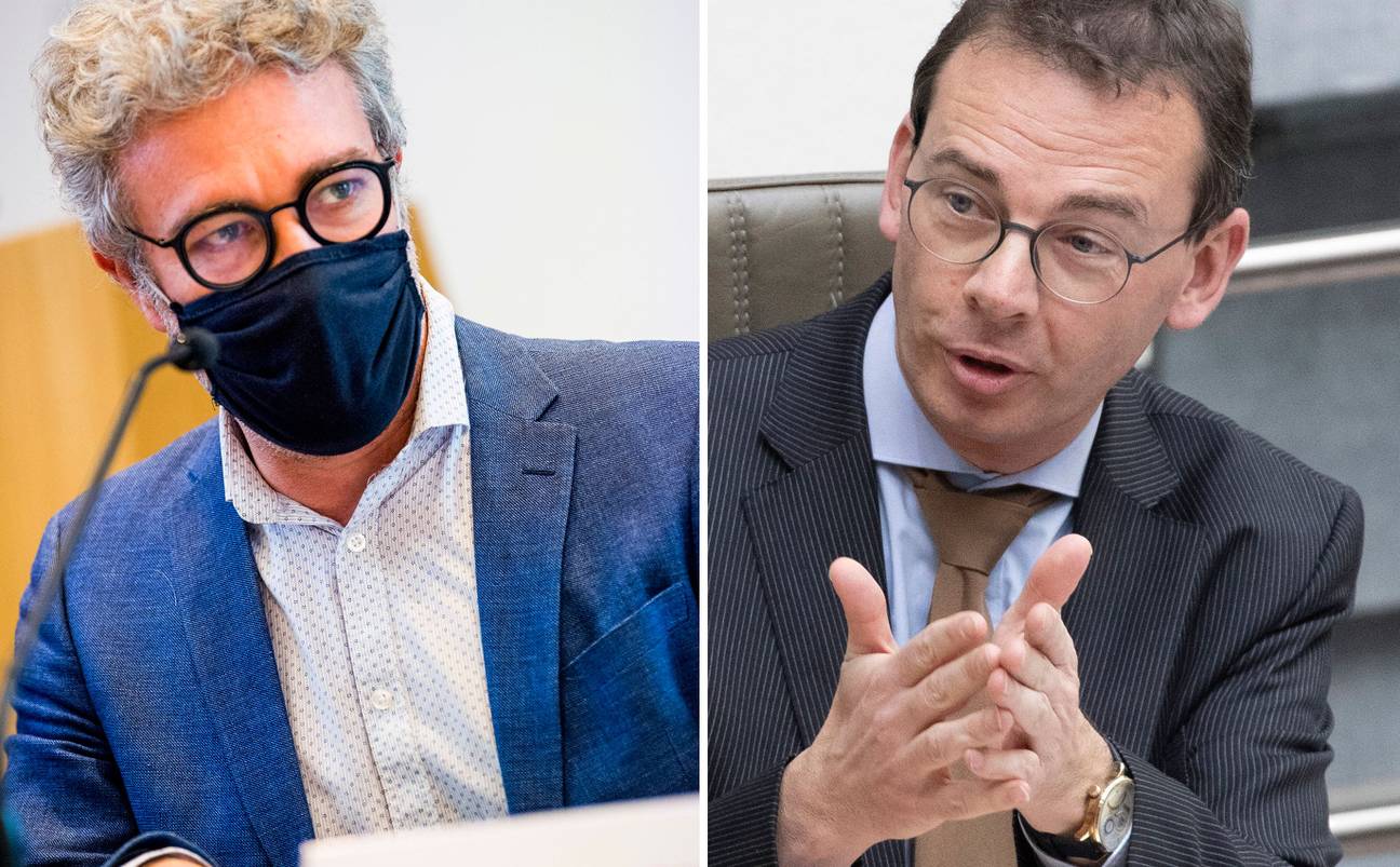 Brussels minister Alain Maron (Ecolo), belast met Welzijn en Gezondheid en zijn Vlaamse collega Wouter Beke (CD&V)