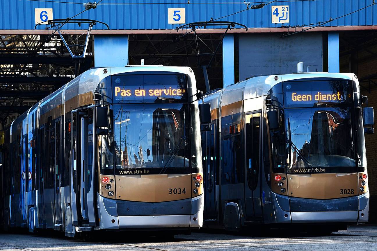 Als gevolg van de nationale vakbondsstaking rijden ook tram, metro en bus in Brussel nauwelijks op 29 maart 2021