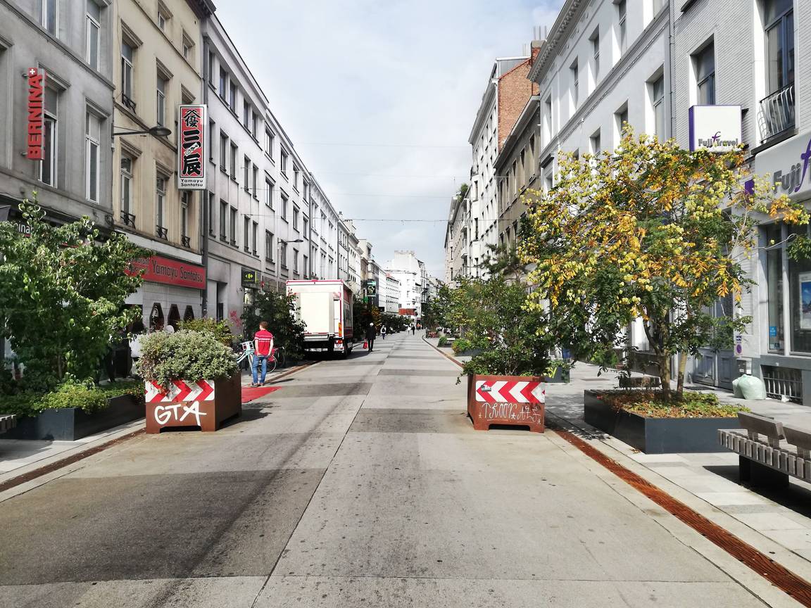 De autoluwe Elsensesteenweg, gezien vanaf het Fernand Cocqplein