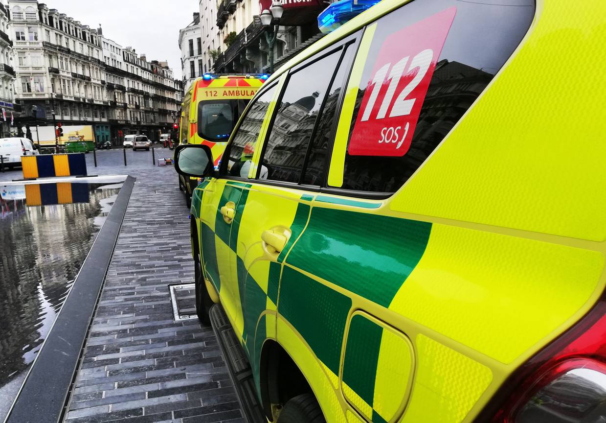 Een interventie van een ambulance van  de medische spoeddienst 112 noodnummer