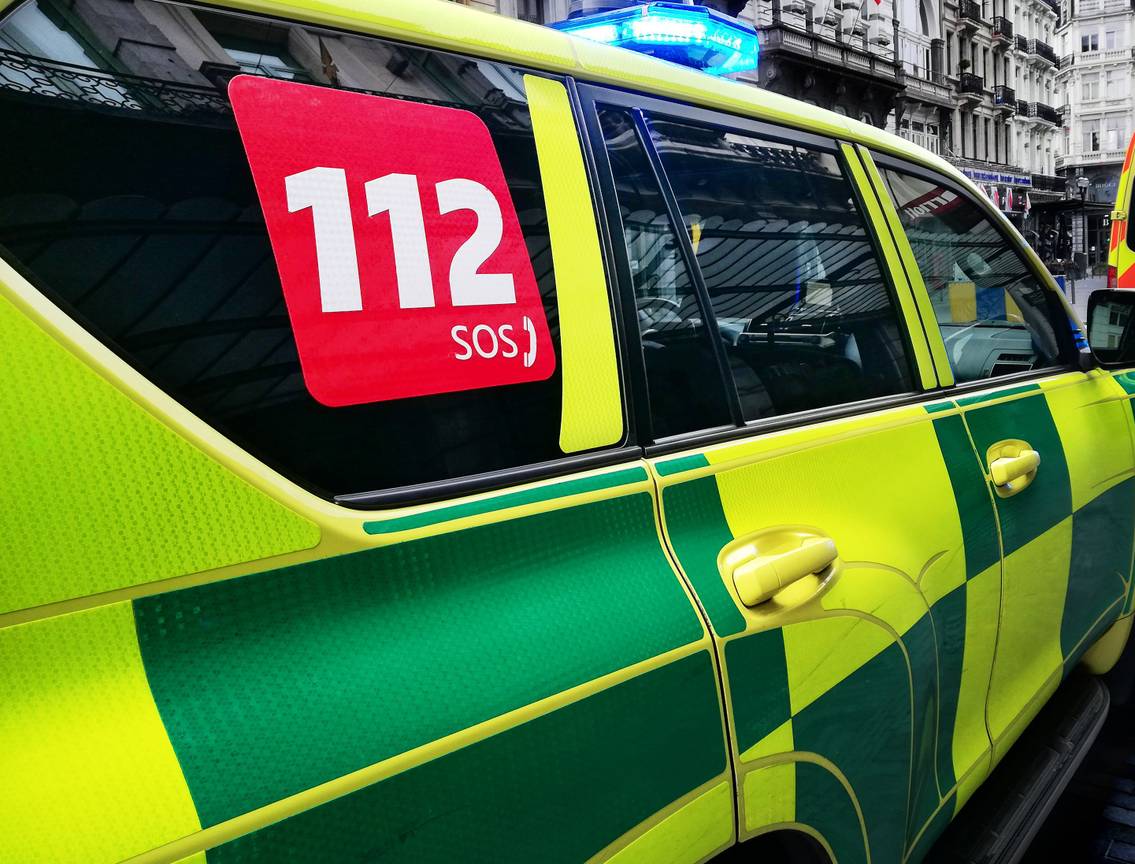 Een interventie van een ambulance van  de medische spoeddienst 112 noodnummer
