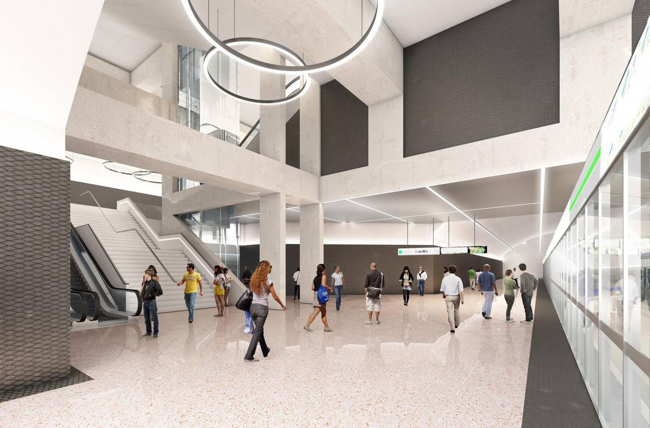 Metro 3, het nieuwe metrostation Liedt (simulatiebeeld.)