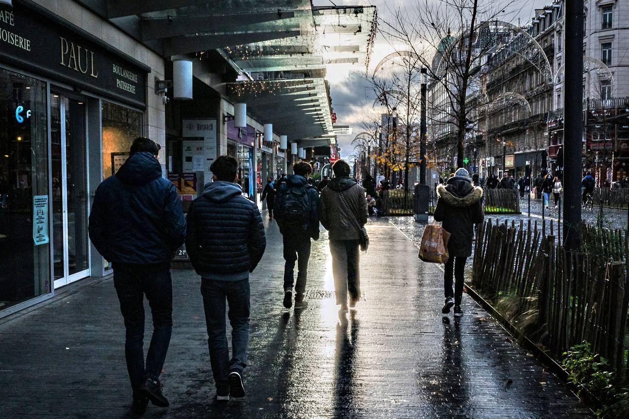 De voetgangerszone in Brussel-Stad (Anspachlaan)