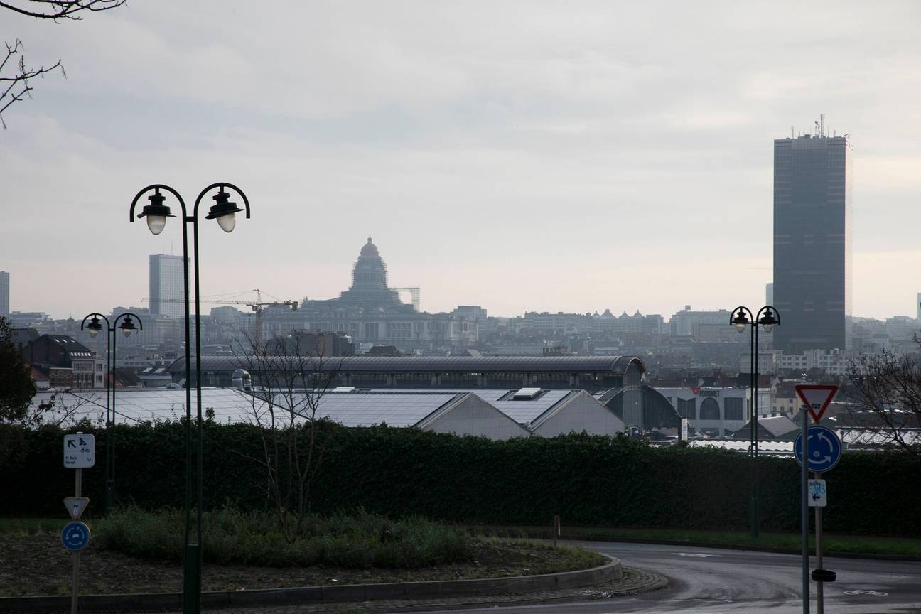 20220309 Panorama over Anderlecht met Abattoir, het Justitiepaleis en de Zuidertoren