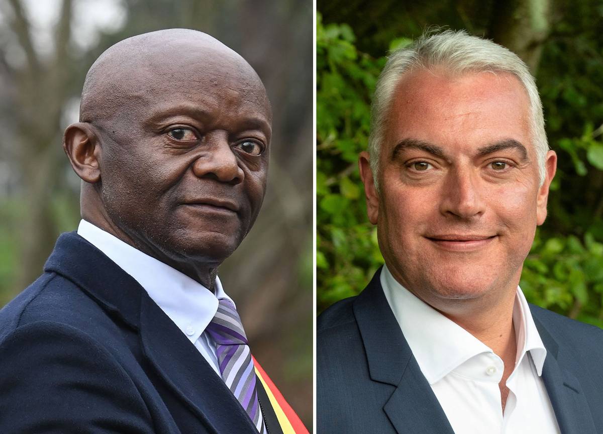 Pierre Kompany en zijn opvolger als burgemeester van Ganshoren, Jean-Paul Van Laethem