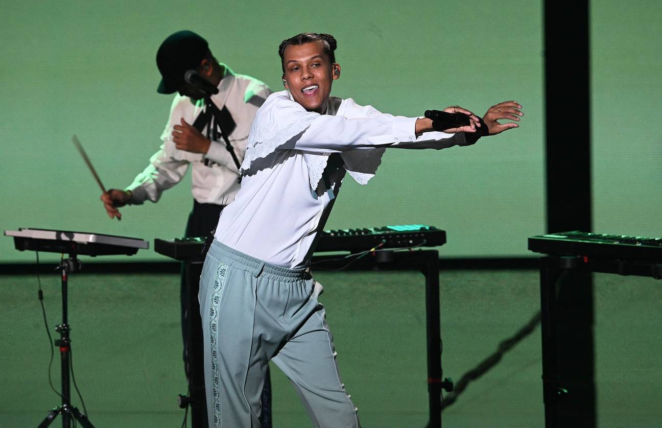 Stromae tijdens de 37ème cérémonie des Victoires de la musique op la Seine musicale de Boulogne-Billancourt, 11 februari 2022.