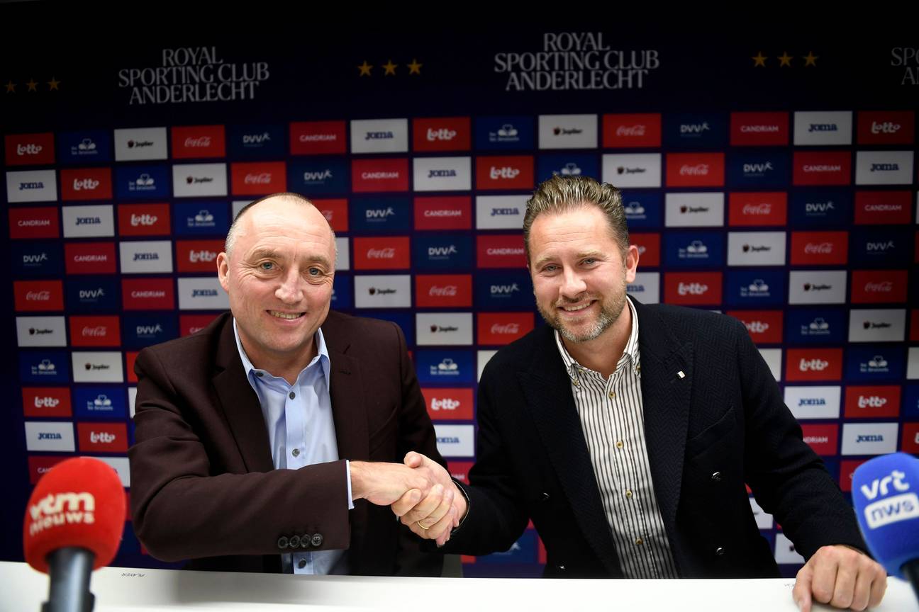 Voorzitter Wouter Vandenhaute en Jesper Fredberg, CEO Sports van voetbalclub RSC Anderlecht