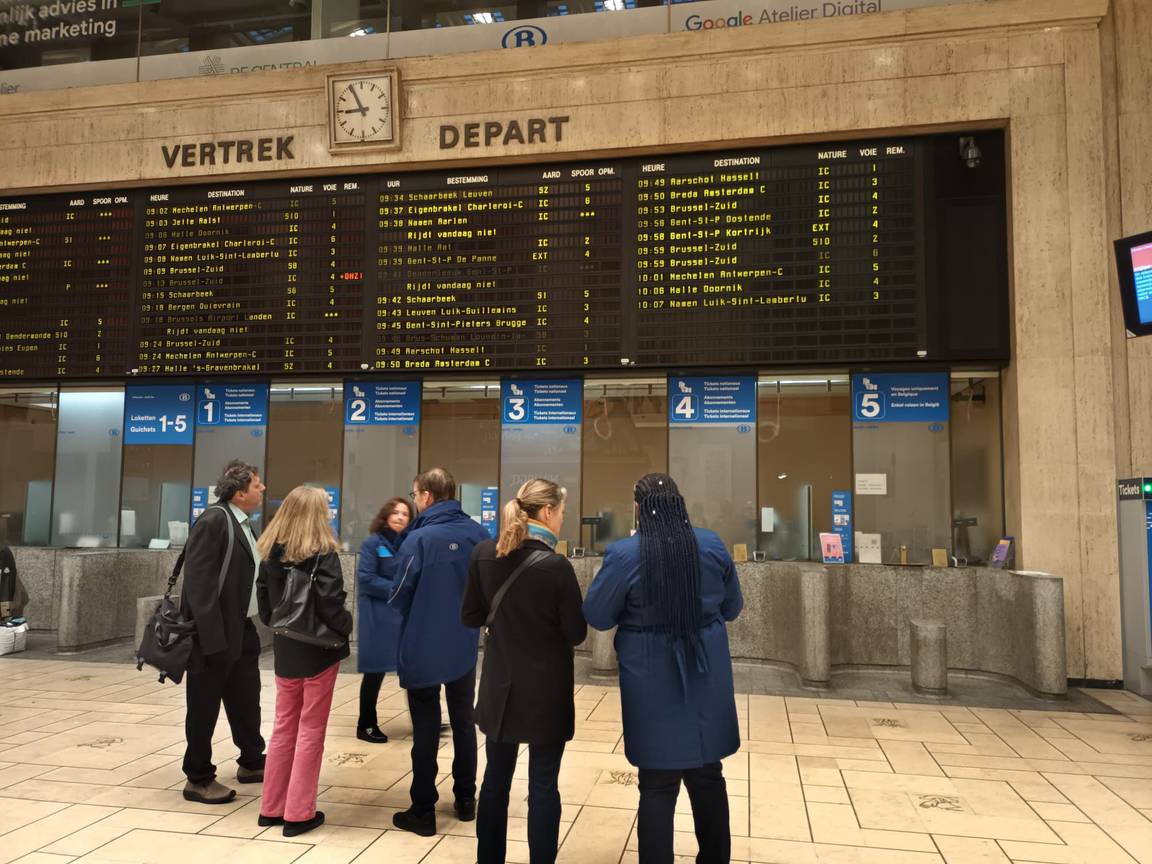 8 november 2023: treinstaking van de NMBS. Op deze foto: het station Brussel-Centraal