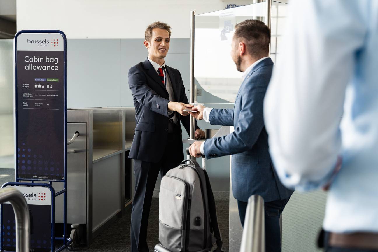 Boarding voor een vlucht van Brussels Airlines op Brussels Airport