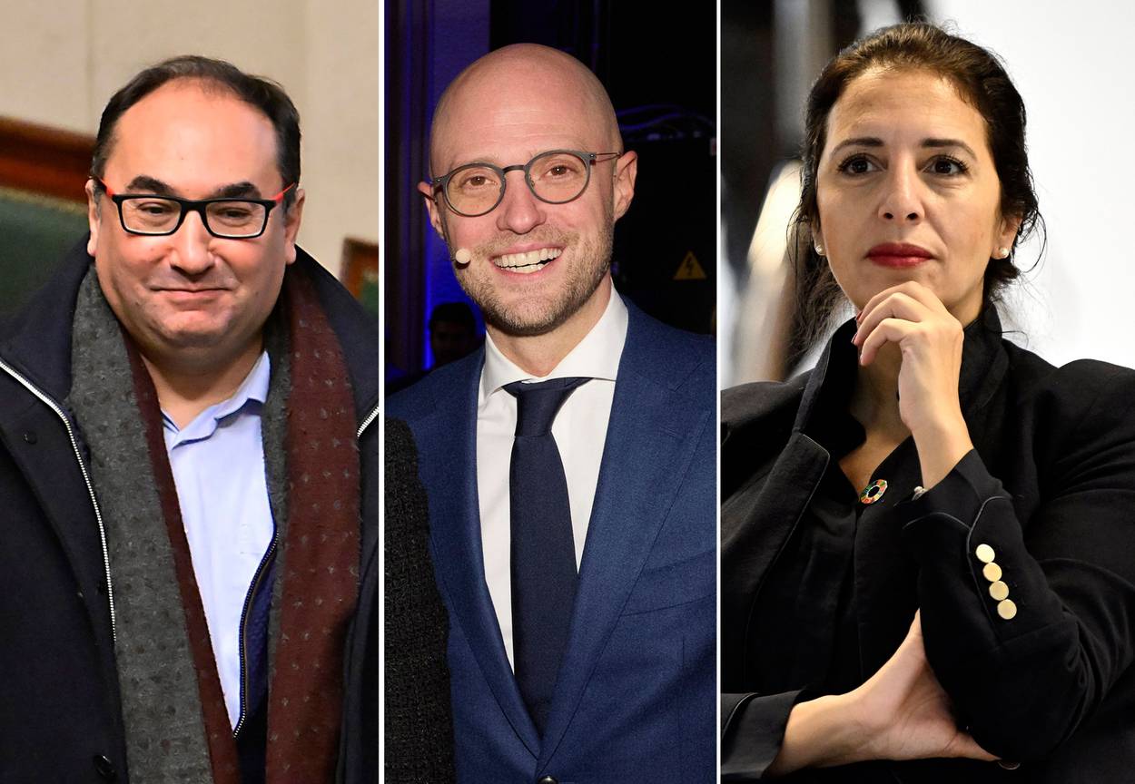 Montage Ahmed Laaouej (PS), David Leisterh (MR) en Zakia Khattabi (Ecolo)