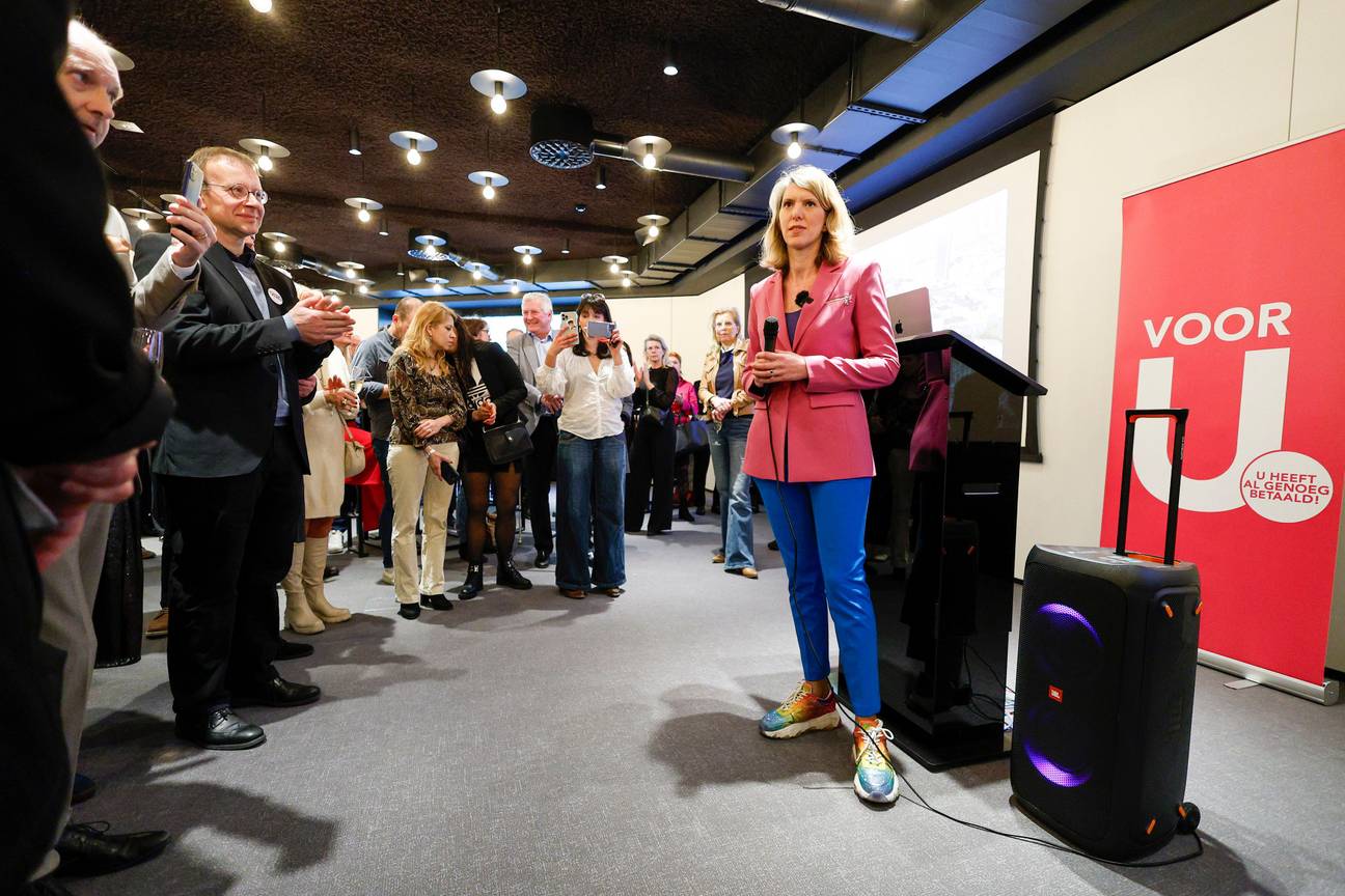 Els Ampe op de nieuwjaarsreceptie van haar partij Voor U, op 28 februari 2024