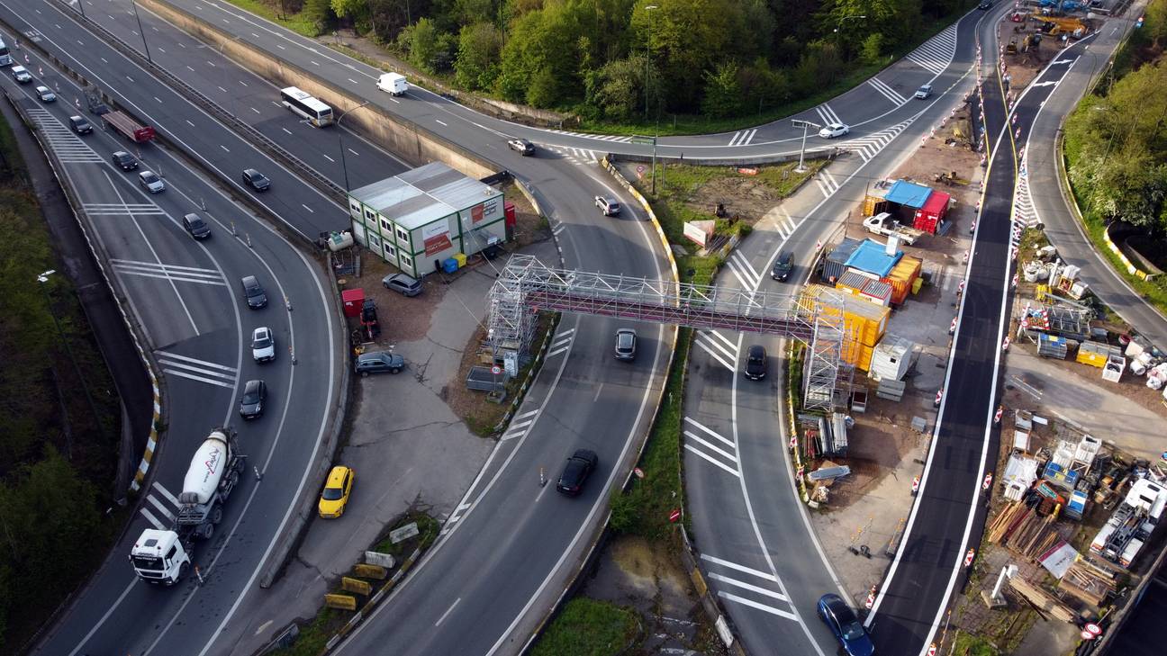 22 april 2024: renovatiewerken aan de Leonardkruispunt (kruising Brusselse Ring en E411, grondgebied Tervuren en Oudergem.