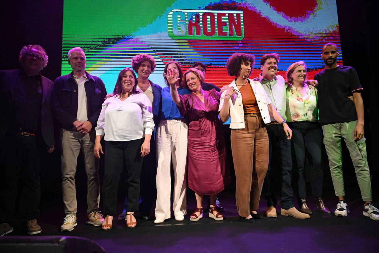 Groen viert de resultaten van de verkiezingen op 9 juni 2024 in The Claridge in Sint-Joost-ten-Node.