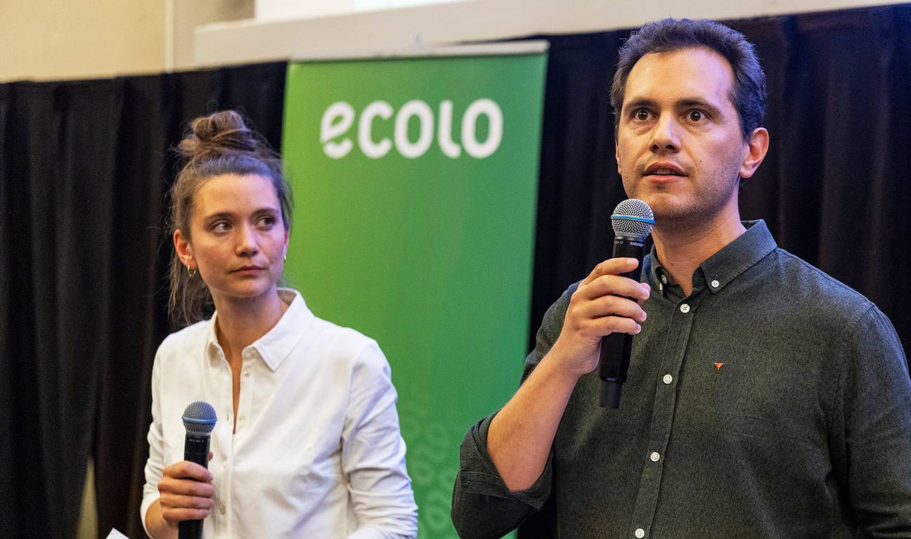 Ecolo-voorzitters Samuel Cogolati en Marie Lecocq