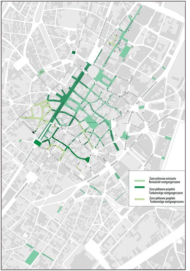 plan voetgangerszone Brussel Stad