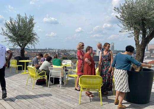 De rooftop van Brucity op de negende verdieping ging in juni al open.