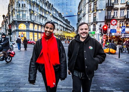 Matthieu Goeury van Les Halles en Melat
Gebeyaw Nigussie van de Beursschouwburg, twee van de krachten die met It Takes a City de spots op de Brusselse podiumkunstenscene zetten.