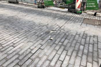 De Broukereplein voetgangerszone tegels kapot