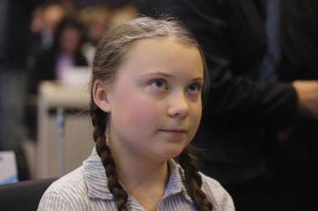 De Zweedse Greta Thunberg, de eerste klimaatspijbelaar, op 21 februari in Brussel om deel te nemen aan de zevende opeenvolgende mars van Youth for Climate