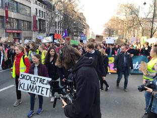 21 februari 2019: klimaatspijbelaars in Brussel, voor de zevende donderdag op rij.