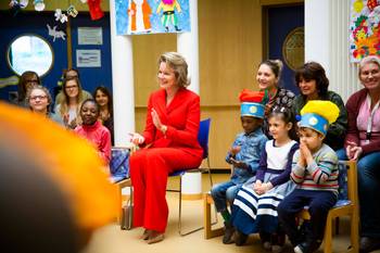 Koningin Mathilde bezoekt Kinderziekenhuis Koningin Fabiola