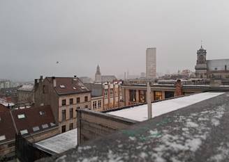20 januari 2023: na lichte sneeuwval 's nachts werd Brussel wakker onder een licht sneeuwtapijt, vooral op daken en in parken