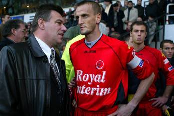16 november 2003: voorzitter Johan Vermeersch tijdens de wedstrijd van FC Brussels tegen Anderlecht in de Beker van België