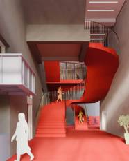 De plannen voor de vernieuwde traphal van de Beursschouwburg