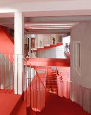 De plannen voor de vernieuwde traphal van de Beursschouwburg