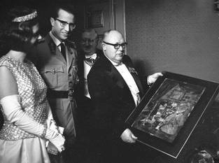 Koning Boudewijn en koningin Fabiola op het persgala in de Muntschouwburg in 1962