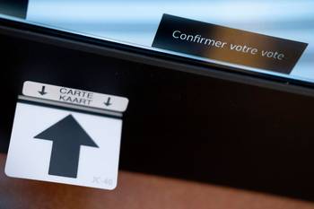 Een stemcomputer op de Gemeenteraadsverkiezingen in 2018