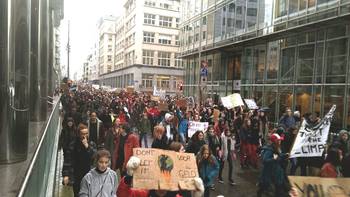 Klimaatspijbelaars op donderdag 17 januari 2019 aan de Wetstraat