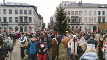 Klimaatspijbelaars op donderdag 17 januari 2019 aan het Luxemburgplein