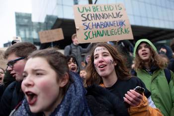 Klimaatspijbelaars op 31 januari 2019: Vlaams minister Schauvliege krijgt ervan langs