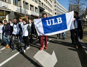 14 februari 2019: klimaatspijbelaars krijgen steun van studenten van de ULB
