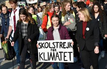 21 februari 2019: 'Spijbelen voor het klimaat', een initiatief van Youth For Climate, met Greta Thunberg en Kyra Gantois
