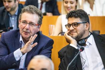 Rudi Vervoort (PS) bij de eedaflegging van de nieuwe Brusselse parlementsleden op 11 juni 2019