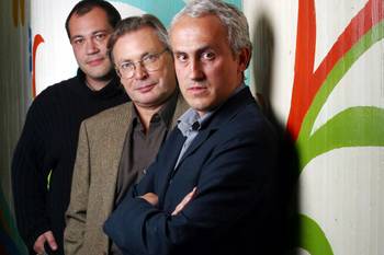 1oktober 2002: vakgroep Sociologie aan de VUB vlnr Anton Derks, Mark Elchardus en Michael Debusscher
