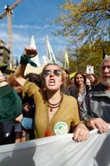 De derde editie van de klimaatmars Global Strike For Future op 20 september 2019. Students for climate nemen deel.
