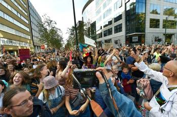 De derde editie van de klimaatmars "Global Strike For Future" in Brussel, op 20 september 2019: aankomst in het Jubelpark