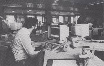 De redactie van Het Laatse Nieuws (HLN) aan de Jacqmainlaan in 1988