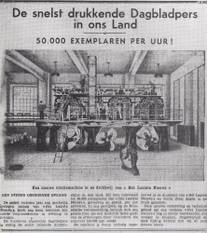 Een krantenartikel over de snelste drukpers in het Sint-Pieterssstraatje