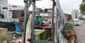 Ontruiming en afbraak van het Romakamp aan de Ninoofsepoort op 11 oktober 2019