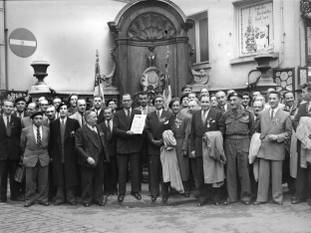 De Brigade Piron, oorlogshelden van WOII bij Manneken Pis in 1952